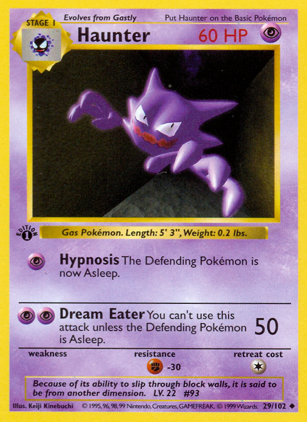 Haunter 29/102 — English Pokémon Base Set Unlimited — reference card artwork