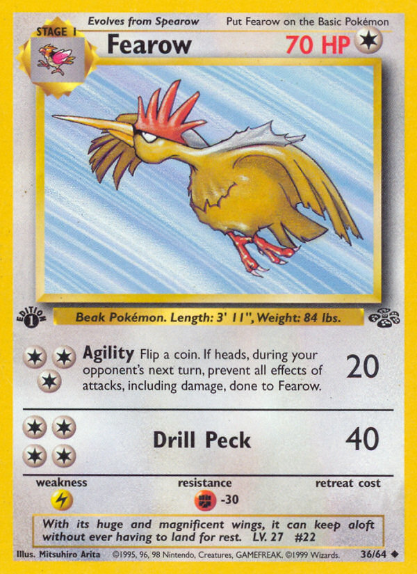 Fearow 36/64 — English Jungle reference artwork for a card included in this bundle; not the actual item photograph
