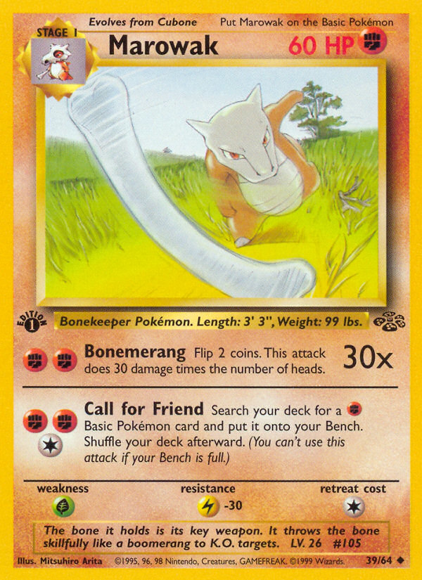 Marowak 39/64 — English Jungle reference artwork for a card included in this bundle; not the actual item photograph
