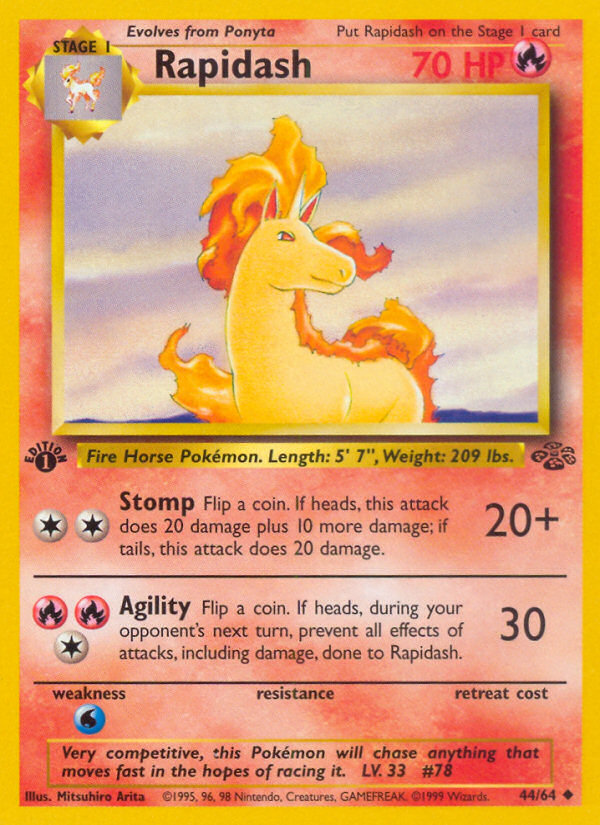Rapidash 44/64 — English Jungle reference artwork for a card included in this bundle; not the actual item photograph