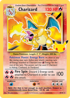 Charizard 4/102 – Celebrations Classic Collection – 25th Anniversary Holo – English — reference card artwork via PokeFiles; not an actual item photograph