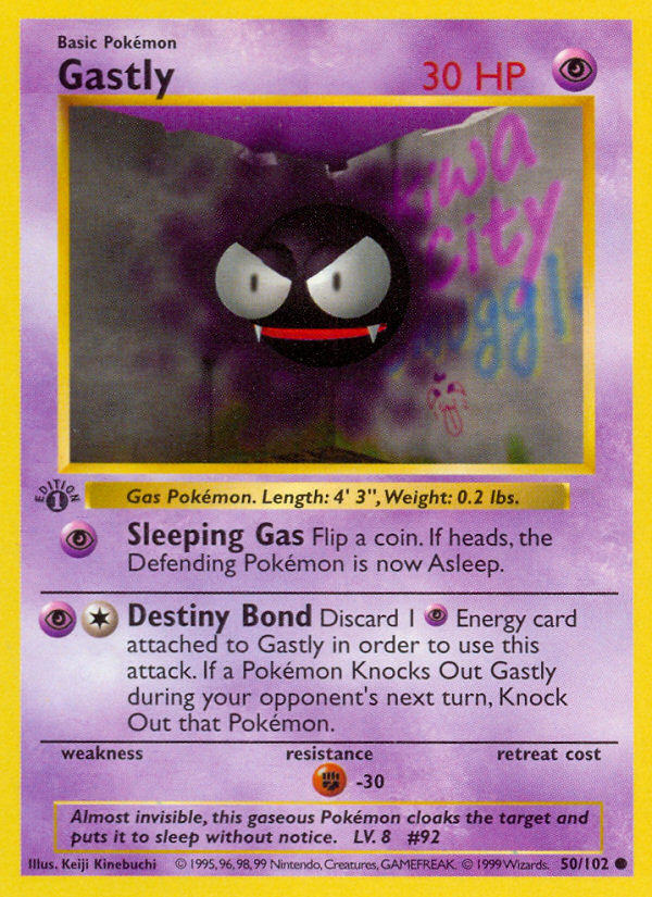 Gastly — 50 — Base Set (Unlimited) — 50/102 — authentic English Base Set reference artwork