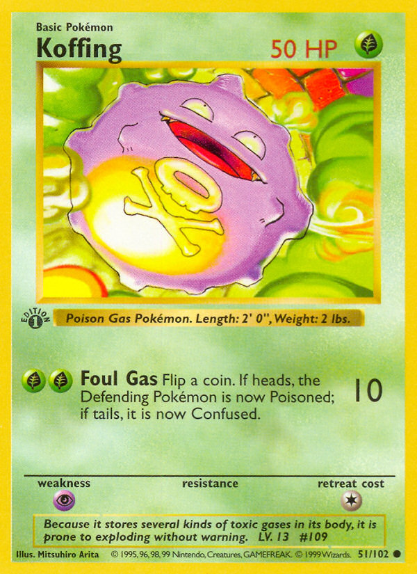 Koffing — 51 — Base Set (Unlimited) — 51/102 — authentic English Base Set reference artwork