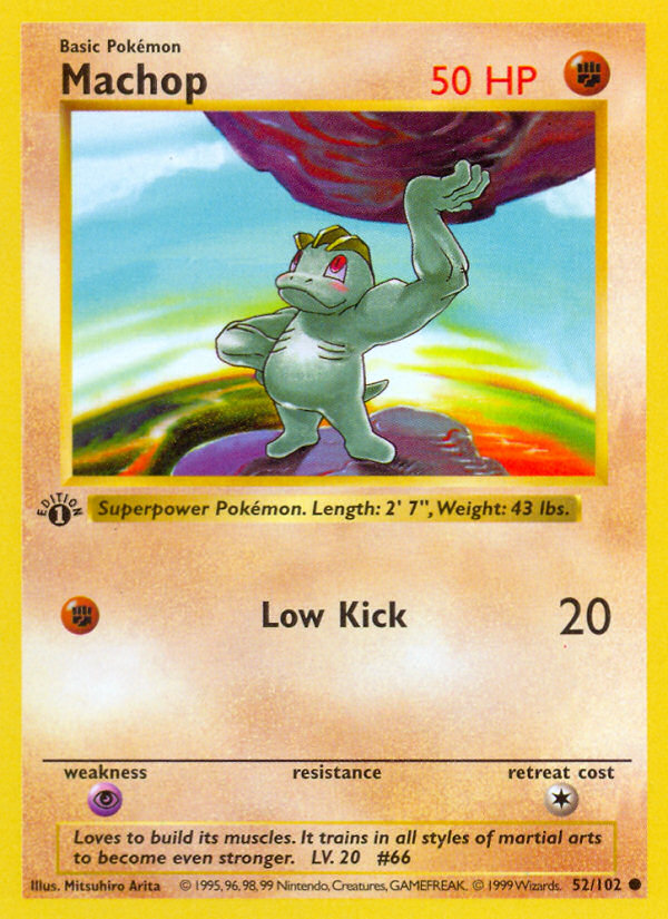 Machop — 52 — Base Set (Unlimited) — 52/102 — authentic English Base Set reference artwork