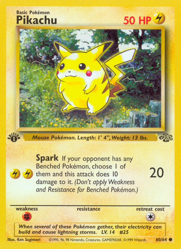 Pikachu 60/64 — English Jungle reference artwork for a card included in this bundle; not the actual item photograph