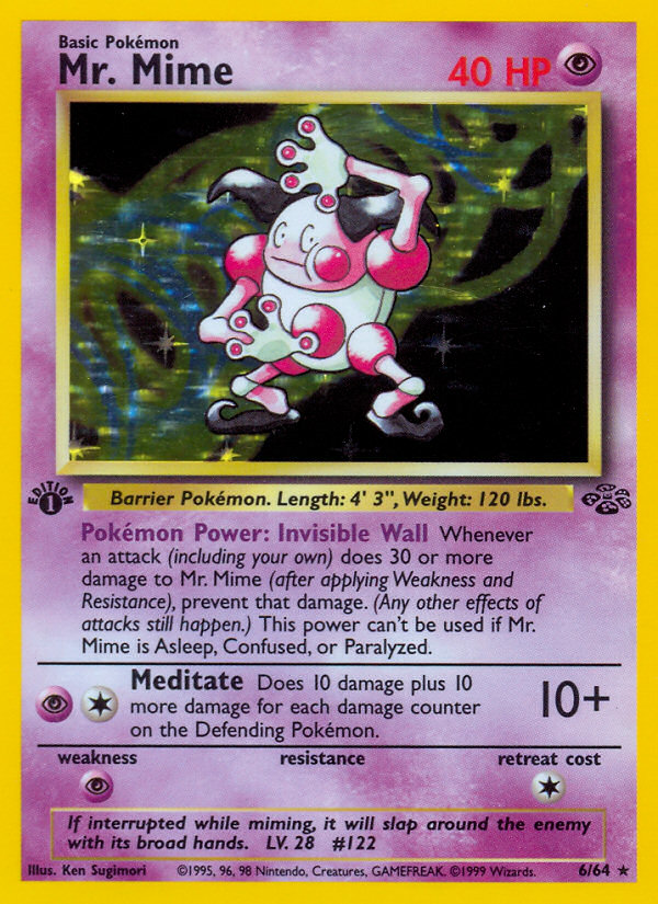 Mr. Mime 6/64 — English Jungle reference artwork for a card included in this bundle; not the actual item photograph