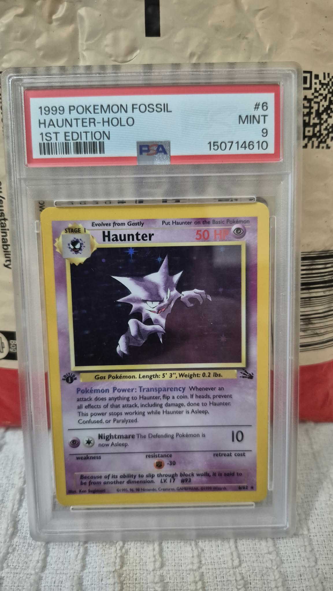 Actual Haunter — 6 — Fossil — 1st Edition — PSA 9 — product photograph