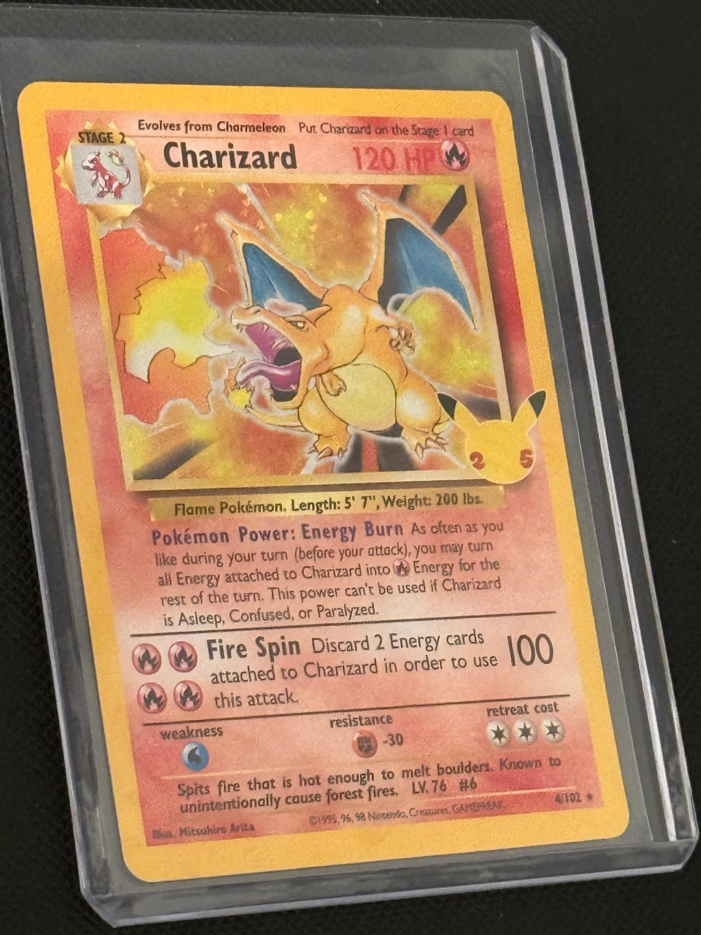 Actual English Celebrations Charizard 4/102 — 25th anniversary card