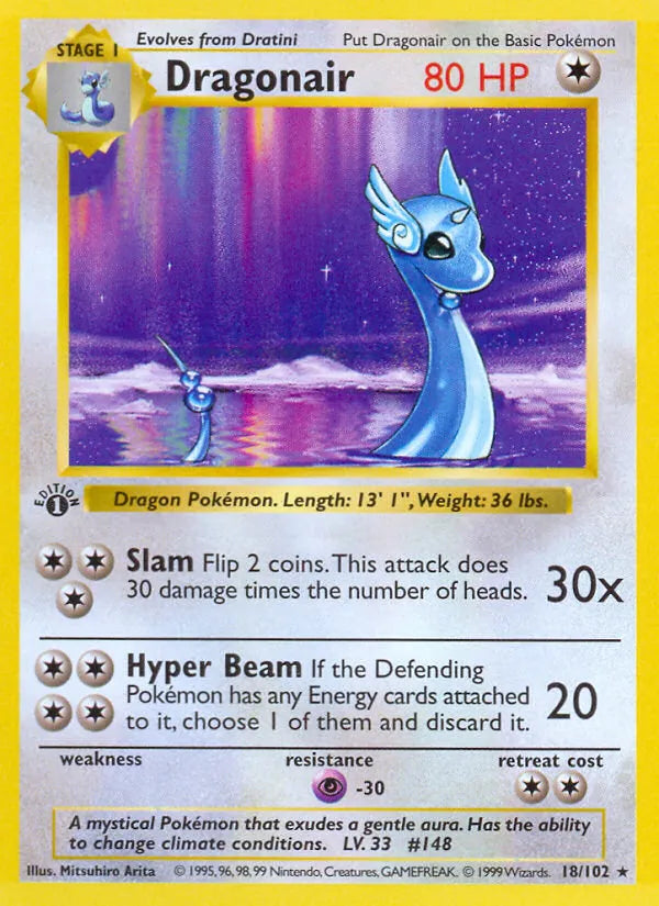 Dragonair 18/102 – Base Set – Rare – Unlimited – English — reference card artwork; not an actual-card condition photograph.
