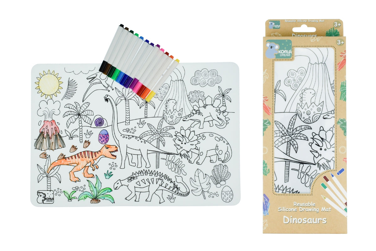 Reusable Silicone Drawing Mat- Dinosaurs